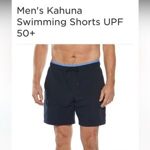 Coolibar Navy Blue Lined Kahuna Swim Shorts Mens Size medium UPF 50+